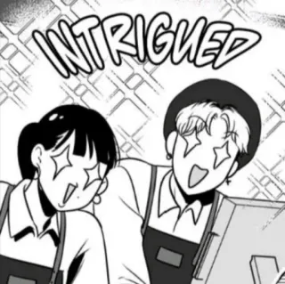 🤩 050762e4 INTRIGUED intrigado, cómic, dibujo, expresión, curioso, blanco y negro telegram sticker