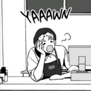 😴 f4130118 YAAAANN bostezo, soñoliento, cansado, aburrido, cajero, manga, dibujos animados telegram sticker