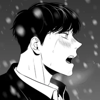 😭 a94be10e Anime, Manga, Sedih, Menangis, Hitam putih, Pria whatsapp sticker