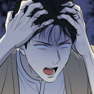 😱 cb76ed5c stres, frustrasi, putus asa, anime, pria, kesal, panik, stres, frustrasi, putus asa, Anime, pria, marah, panik whatsapp sticker