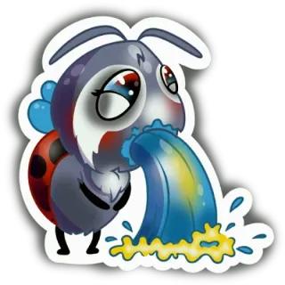 🤢 102f4490 贴纸, 卡通, 蚂蚁, 呕吐, 呕吐, 虫子, 昆虫 telegram sticker