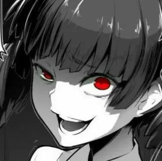 😏 916f898e 动漫, 女孩, 红眼, 坏笑,  Creepy, 漫画 whatsapp sticker