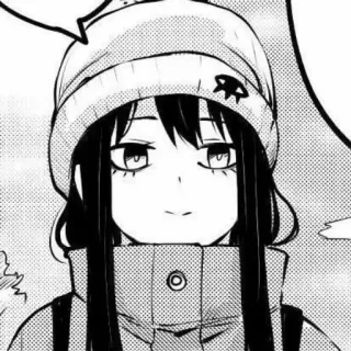 🙂 cfc8e505 动漫, 漫画, 角色, 女孩, 帽子, 冬天, 肖像 whatsapp sticker