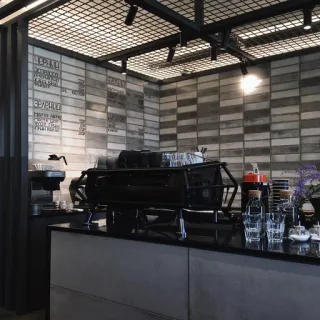 😄 076e0265 咖啡馆, 咖啡店, 室内, 柜台, 意式咖啡机 telegram sticker