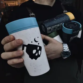 ☕ e01eb6b7 杯子, 头骨, 咖啡, 饮料, 饮品, 夜晚, 月亮, 星星 telegram sticker