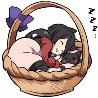 😴 292cb4b1 ZZZ... 수면, 바구니, 귀여운, 고양이, 애니메이션 스타일, 카와이, 꿈 telegram sticker