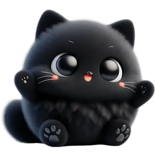 🤗 e539f4d5 кот, котенок, милый, черный, животное, мультфильм, наклейка telegram sticker