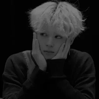 🖇 61716dc2 orang, potret, monokrom, wajah, tangan whatsapp sticker