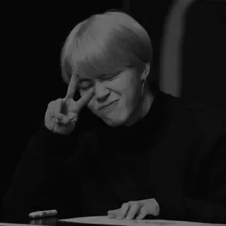 🖇 8efb6791 orang, simbol perdamaian, hitam putih, monokrom, korea, kpop whatsapp sticker