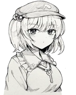 😍 4057364f 애니메이션, 소녀, 열쇠, 모자, 일러스트, 스케치 telegram sticker