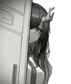 😍 b09ca10c DOCTOR'S
ROOM 애니메이션, 뿔, 소녀, 의사, 방, 문 telegram sticker