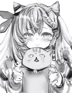 😍 eb32628e 애니메이션, 고양이귀, 스케치, 귀여운, 일러스트, 만화, 카와이, 고양이 telegram sticker