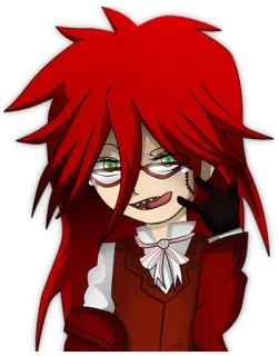 😛 05d2bb64 Grell Sutcliff Black Butler Anime, Manga, Charakter, rote Haare, Brille telegram sticker