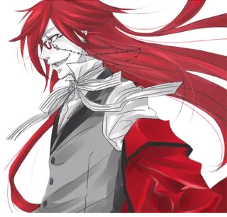 😈 dc1feb54 Grell Sutcliff Black Butler Anime, Rote Haare, Brille, Charakter, Manga telegram sticker