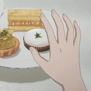 😱 03a1ed31 @Pix.Fox jedzenie, ciasto, deser, ciastko, ręka, talerz telegram sticker