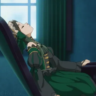 🫠 09f14566 @fix_fox Anime, Kobieta, Zielony, Sukienka, Ilustracja, Postać telegram sticker