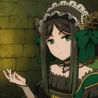 😈 a9321836 @fix_fox Anime, Dziewczyna, zielone oczy, Sukienka, Postać, brunetka telegram sticker