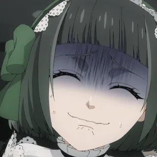 😰 e394cfff Anime, Maid, Twarz, Wyraz, Pot, Kreskówka telegram sticker