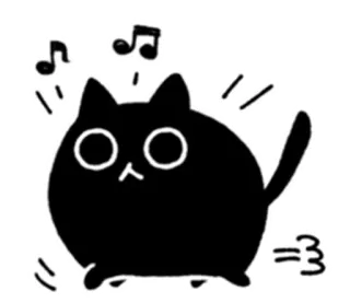 🎵 e248e23a แมว, เพลง, น่ารัก, สติกเกอร์, การ์ตูน, แมวดำ whatsapp sticker