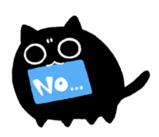 ❌ f98fd1c9 No... แมว, ไม่, แมวดำ, ปฏิเสธ, การ์ตูน whatsapp sticker