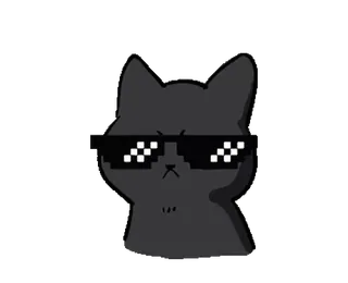 🐾 1bb44e69 cat, sunglasses, pixelated, cool, meme, animal, glasses, thug life telegram sticker