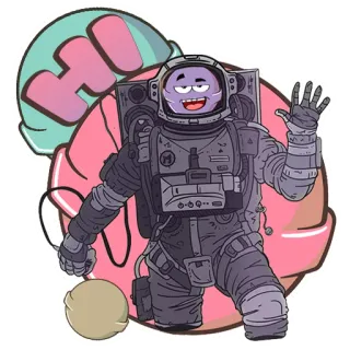 🖐 158de5eb HI astronaut, space, greeting, cartoon, sticker telegram sticker