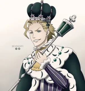 🌟 52f0b76a 애니메이션, 캐릭터, 왕, 왕관, 망토, 판타지 whatsapp sticker