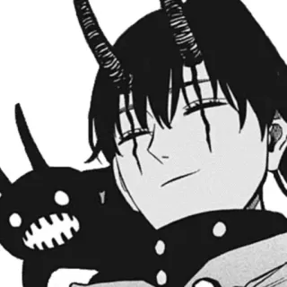 🌟 2010eb06 Anime, Diabeł, Rogi, Postać, Manga, Czarno-białe telegram sticker