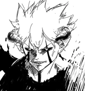 🌟 a2646a78 Anime, Manga, Demon, Rogi, Szkic, Czarno-białe telegram sticker