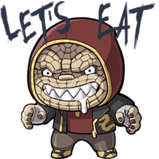 🍔 b90fe131 LET'S EAT Desenho animado, Comendo, Faminto, Réptil, Personagem, Humor whatsapp sticker