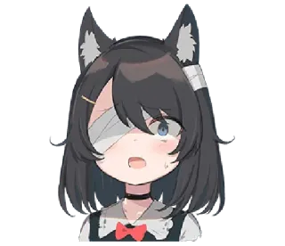 😱 7daacba2 สาวอนิเมะ, ผ้าพันแผล, บาดเจ็บ, หวาดกลัว, หูสัตว์ telegram sticker