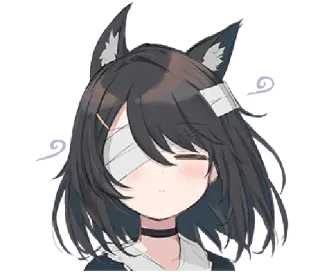 😞 9599708c อนิเมะ, สาวหูแมว, ผ้าปิดตา, โชกเกอร์, น่ารัก telegram sticker