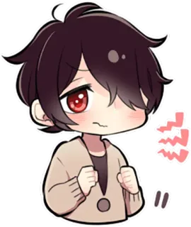 ✊ 09b6b05a 动漫, Q版, 卡通, 贴纸, 男孩, 悲伤, 担心, 可爱 telegram sticker