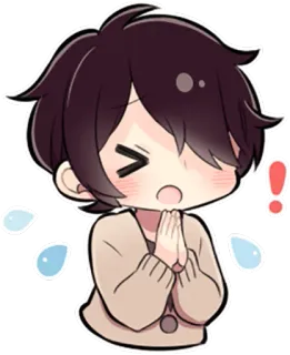 Black Hair Boy telegram stickers