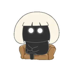 😕 91a16955 cartone animato, seduto, divano, capelli, occhi, animazione, personaggio whatsapp sticker