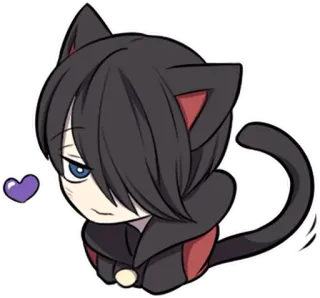 💜 1c45a668 猫, Q版, 动漫, 漫画, 可爱, 卡哇伊, 紫色爱心 telegram sticker