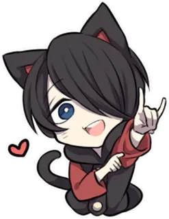 🤘 40e37ce8 动漫, 漫画, 猫男孩, 卡哇伊, 可爱, 爱心, 贴纸 telegram sticker
