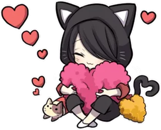 💕 48f3c9b9 猫, 动漫, 爱心, 爱, 可爱, 卡哇伊, 贴纸 telegram sticker