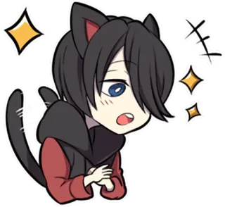 ✨ 495424e7 猫, 动漫, 卡哇伊, 闪亮, 可爱, 卡通, 耳朵 telegram sticker