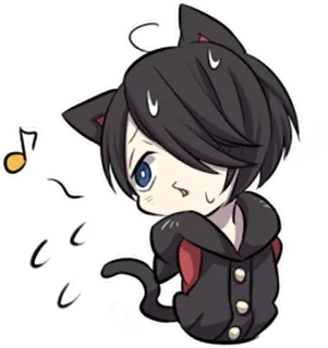 🎶 59486c44 动漫, 猫, 卡哇伊, 可爱, 贴纸, Q版, 担心 telegram sticker