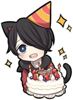 🎂 6e69770a Happy Birthday 生日, 蛋糕, 猫, 派对帽, 动漫, 庆祝 telegram sticker