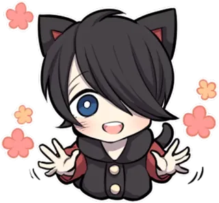 👋 89033841 动漫, 猫耳, 可爱, 可爱, Q版, 卡通, 角色 telegram sticker