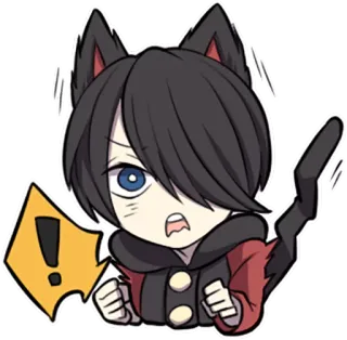 ❗ 8eebe2ab 动漫, Q版, 猫耳朵, 感叹号, 警告, 惊讶, 担心 telegram sticker