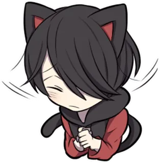 😣 a5d488f7 动漫, 猫, 伤心, 猫耳, 卡通, 贴纸 telegram sticker