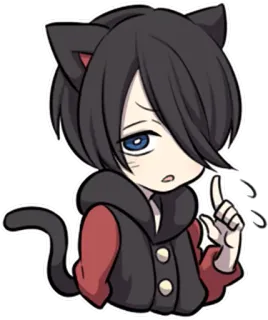 ☝ dad55646 动漫, 猫耳, 猫, 可爱, Q版, 卡通, 卡哇伊, 贴纸 telegram sticker