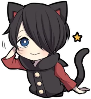 😋 e41ceaa4 猫, 猫耳少年, Q版, 动漫, 漫画, 卡哇伊, 可爱, 星星 telegram sticker