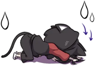 🙇 e61f3d88 猫, 伤心, 哭泣, 眼泪, 动漫, 动物, 情感 telegram sticker