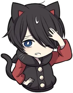 😓 538a40e4 动漫, Q版, 猫, 卡哇伊, 卡通, 漫画, 可爱, 男孩 telegram sticker