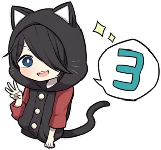 ⚪ 5e6c6c98 3 动漫, 猫, 漫画, 可爱, 数字, 三 telegram sticker