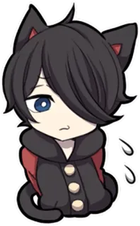😕 7600be5f 动漫, 猫耳少年, 可爱, 伤心, 卡哇伊, Q版, 贴纸 telegram sticker